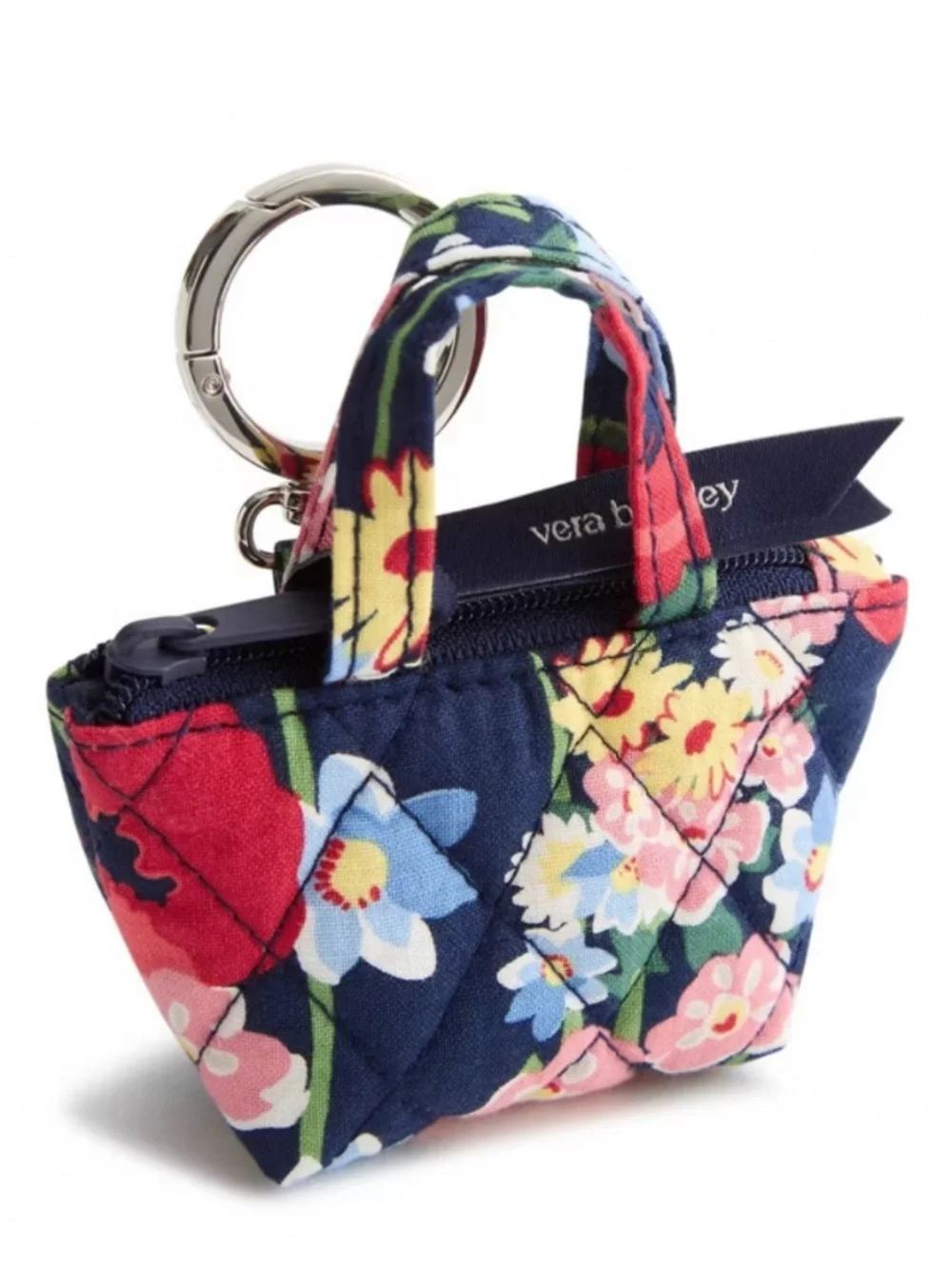 Vera Bradley Poppy Meadow Essential Mini Tote Bag Charm - Navy